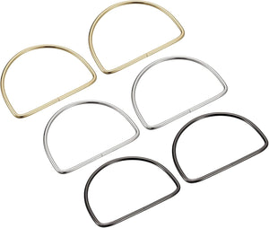 Semicircle Purse Handles Frame, 6Pcs 5.39" Metal Purse Handles Handbag Handles Replacement for Purse Making DIY Craft(Gold+Silver+Dark Grey)