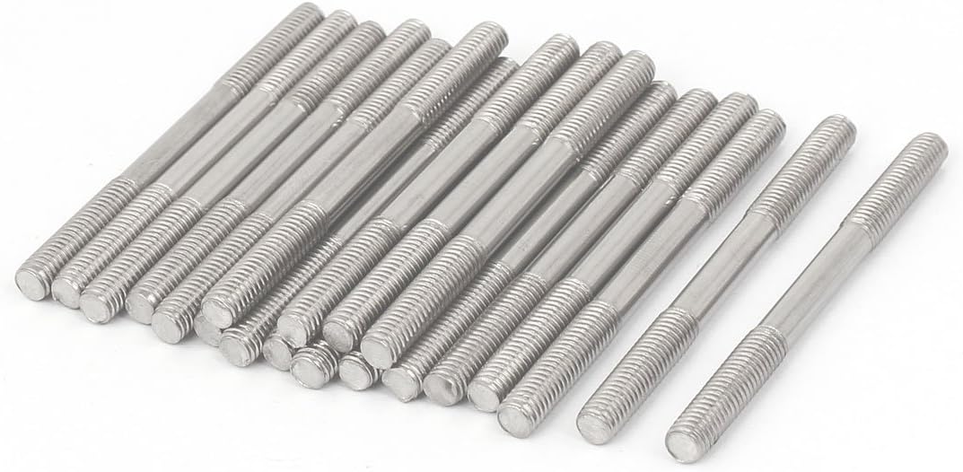 M5x60mm 304 Stainless Steel Double End Threaded Stud Screw Bolt 20pcs