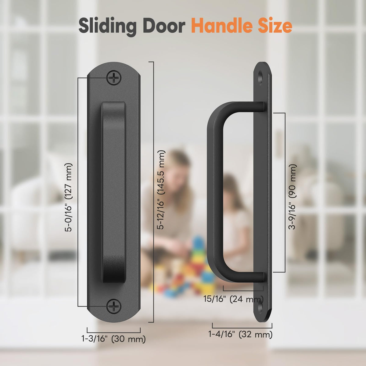 LinkMejor 5.7 Inch Barn Door Handle, Rustproof Gate Handle, Black 2 Pack