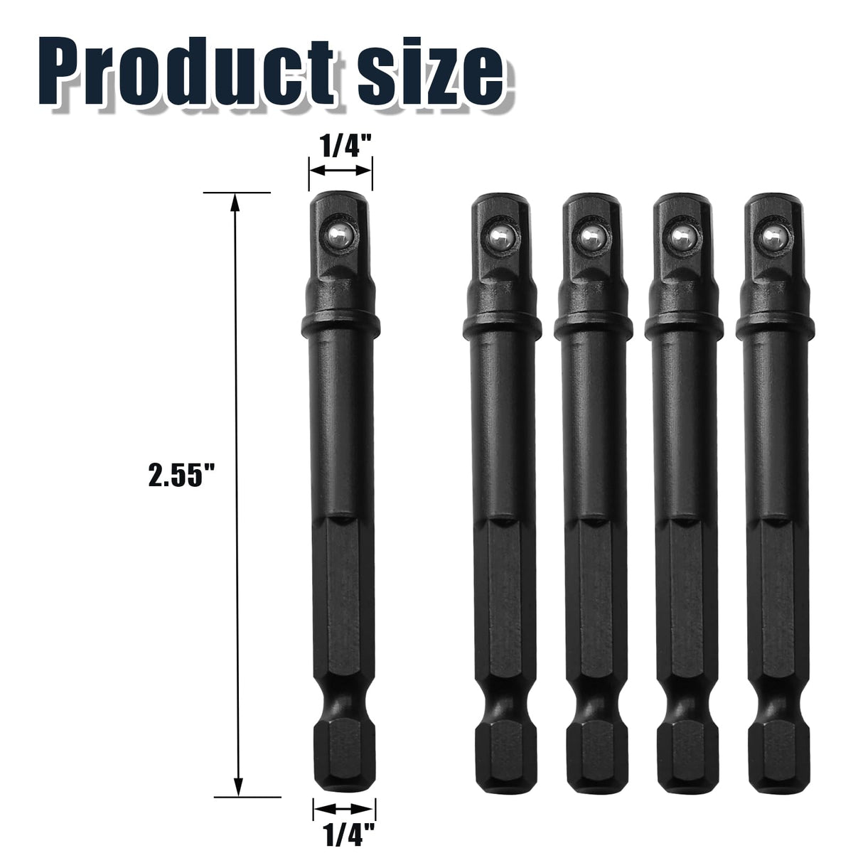 LinkMejor 1/4 Pouce Carré Adaptateur d'Impact Bit, 10 Pack, Noir