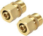 Brass Compression Tube Fitting Connector Adapter 14mm Tube OD X 1/2 G Male Gold Tone 2pcs