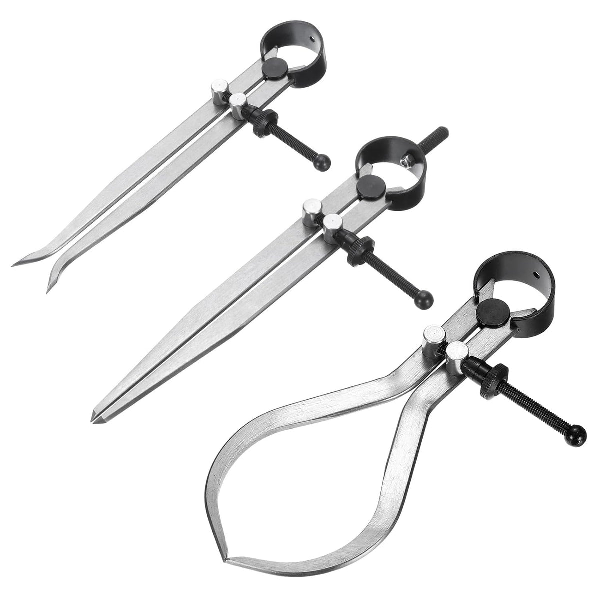 3pcs Spring Outside Inside Caliper Divider 6" Stainless Steel Adjustable Spring Caliper Set Bent-Leg Straight-Leg for Wood Turning Lathe Projects