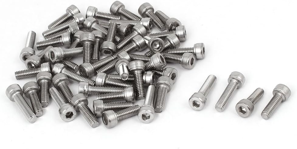 M4x12mm Thread 304 Stainless Steel Hex Socket Head Cap Screw Bolt DIN912 55pcs