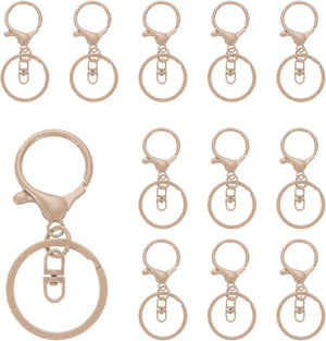 12Pcs Metal Lobster Claw Clasps with Swivel Clasps Clips Flat Split Ring for DIY Craft (Khaki)