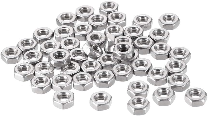 Hex Nuts, M4x0.7mm Metric Coarse Thread Hexagon Nut, Stainless Steel 304, Pack of 50
