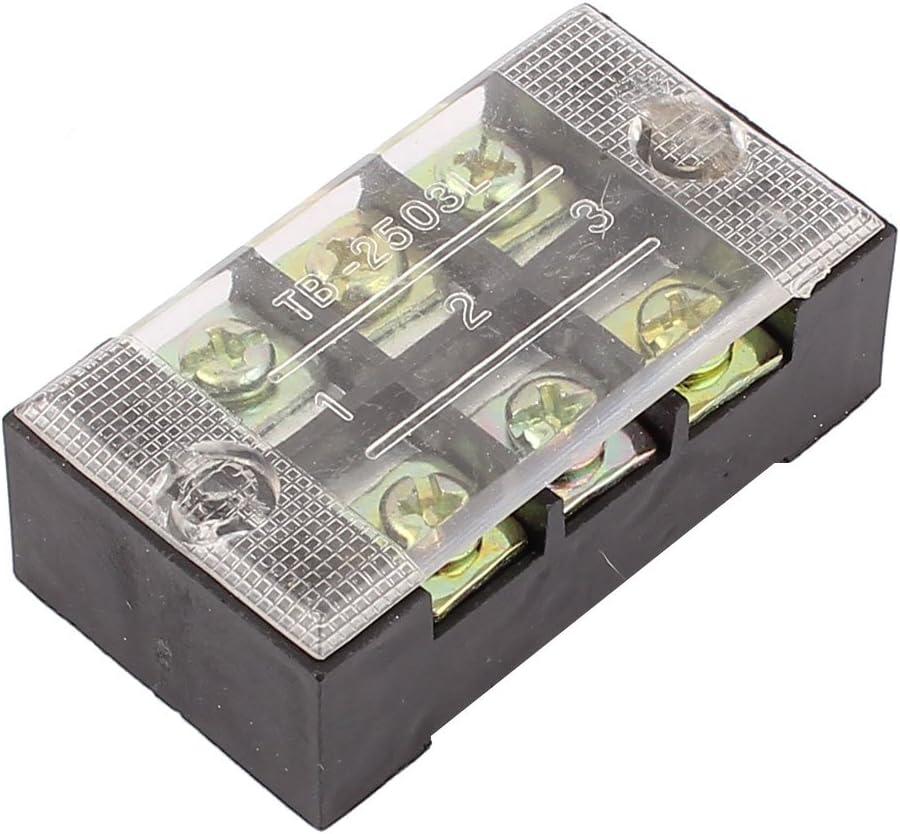 600V 25A 3P Screw Electric Barrier Terminal Block Cable Connect Strip