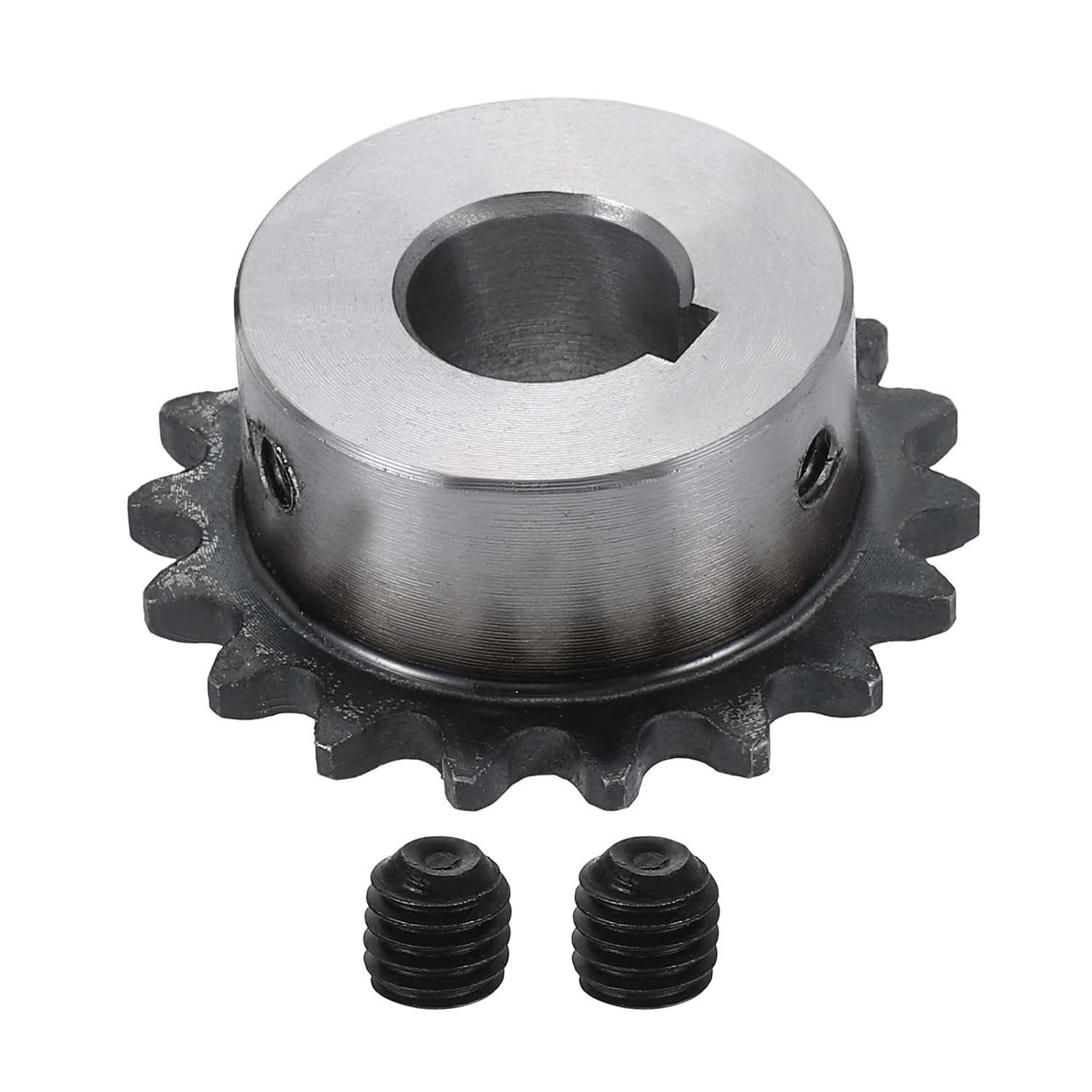 #25 Chain Roller Sprocket 12mm Bore 53.5mm OD, 25 Tooth C45 Carbon Steel ANSI #25 Roller Sprocket Round Hole Without Surface Finished with 4x1.8mm Keyway for ISO 04C Chain