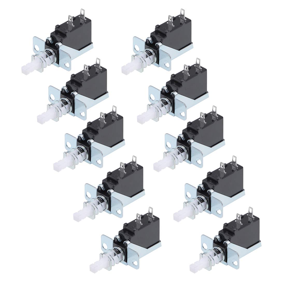 Push Button Switch 5A 250V SPST 2 Pin 1 Position Self-Locking White 10pcs