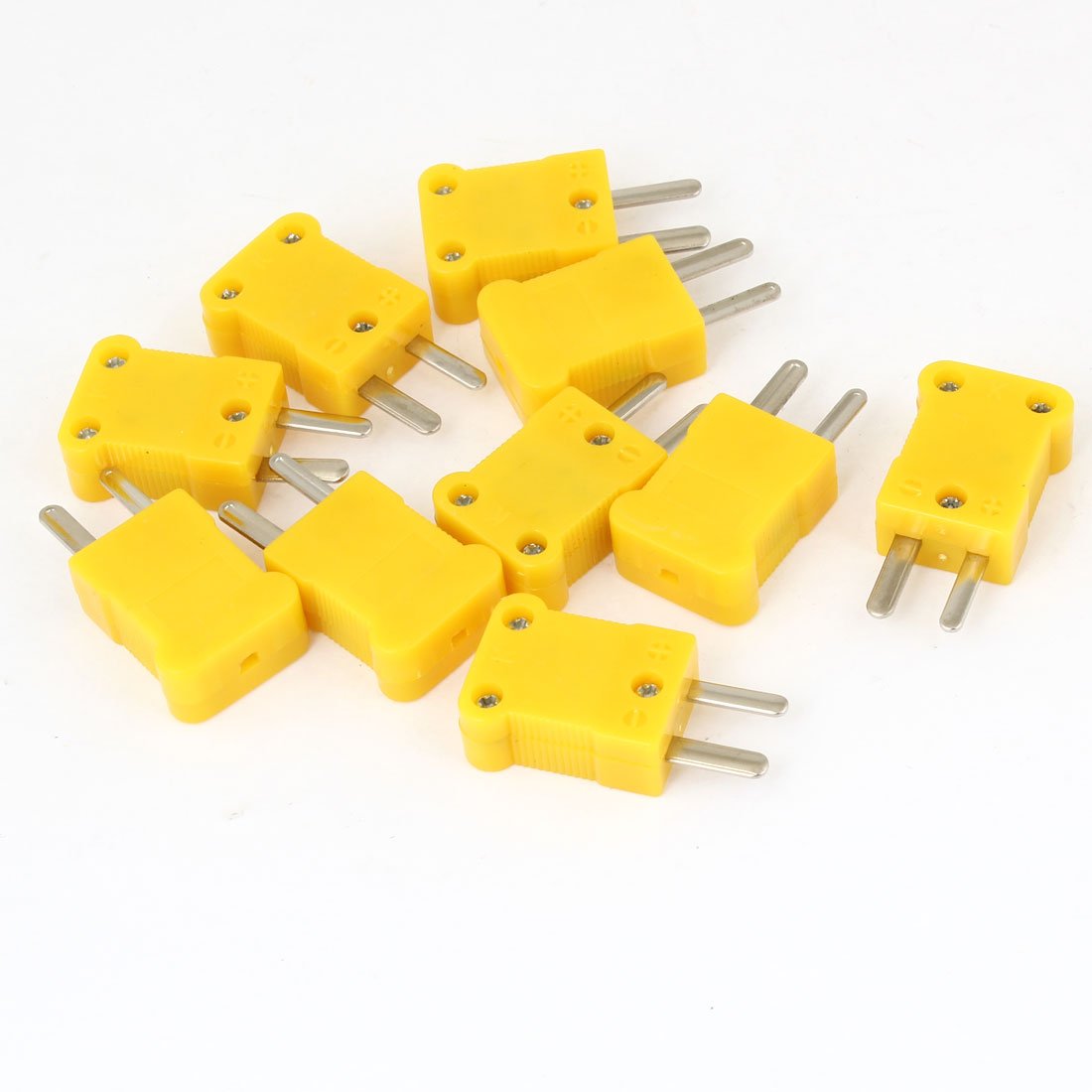 10Pcs 22mm x 18mm x 9mm Yellow Casing 2-Terminal Thermocouple Socket