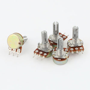 5 Pcs B5K 5K Ohm 3 Terminals Audio Single Linear Potentiometer Pot with 13mm Shaft