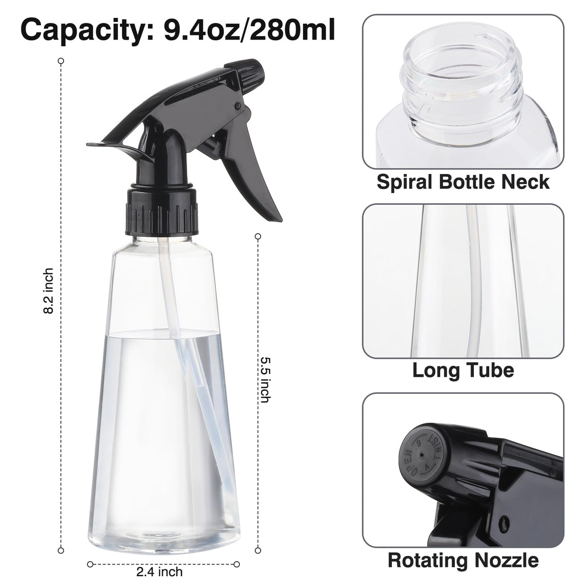 Batom de Pulverizador 2 Unidades 9.4 oz Plástico Reabastecível Bote de Chuva