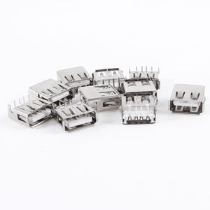 Single Port USB Female Type A 4-Pin DIP Right Angle Jack Socket, 10 Pieces