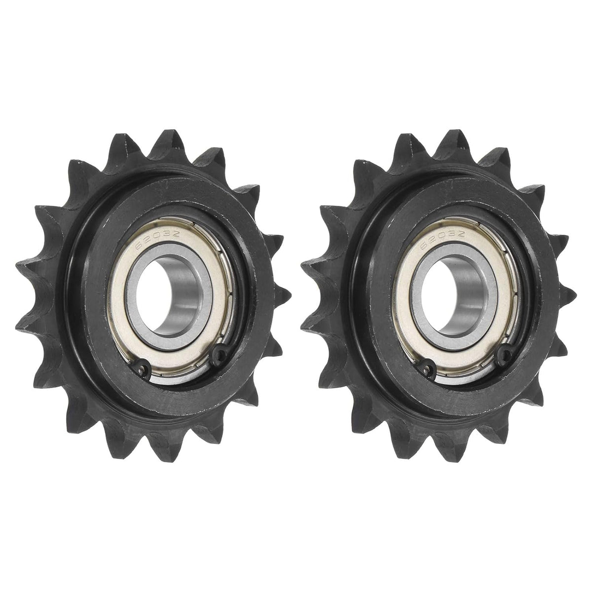 #40 Chain Idler Sprocket, 17mm Bore 1/2" Pitch 17 Tooth Sprocket Tensioner, C45 Carbon Steel 40 Roller Chain Sprocket with Bearing for ISO 08A Chain, 2Pcs