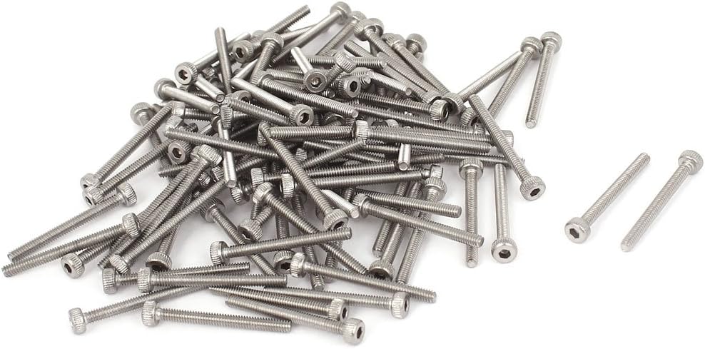 M2x20mm 1.5mm Stainless Steel Hex Key Socket Head Cap Screws 100pcs