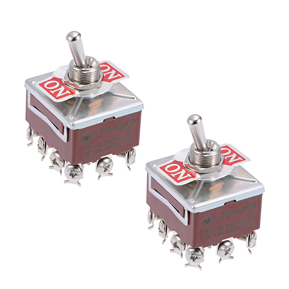 4PDT Lacthing Rocker Toggle Switch Heavy-Duty 10A 380V 15A 250V 12P ON/ON Metal Bat 2pcs
