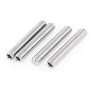 M8x50mm Metric 304 Stainless Steel Hex Socket Set Flat Point Grub Screws Silver Tone for Towel Rack Door Knob 4pcs