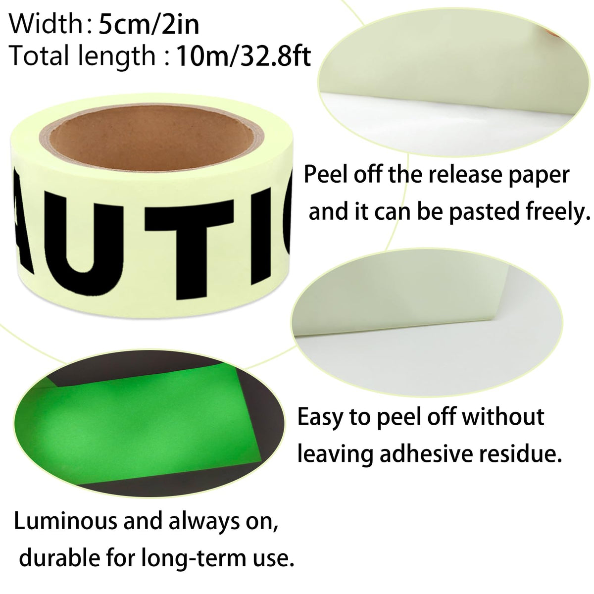 Glow i Mørket Tape Halloween Advarsel Tape Dekorationer 2inx32.8ft