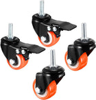 1.5 Inch Swivel Caster Wheels PU 360 Degree Threaded Stem Caster Wheel M8×1.25mm×25mm, 110lb Total Load Capacity, Pack of 4 (2 Pcs with Brake, 2 Pcs No Brake)
