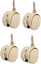4pcs 2-inch Plastic Bed Stem Swivel Caster Tan w Brake