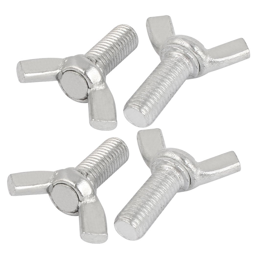 M10x25mm Carbon Steel Wing Bolt Wingbolt Nut Butterfly Screw Silver Tone 4pcs