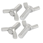 M10x25mm Carbon Steel Wing Bolt Wingbolt Nut Butterfly Screw Silver Tone 4pcs