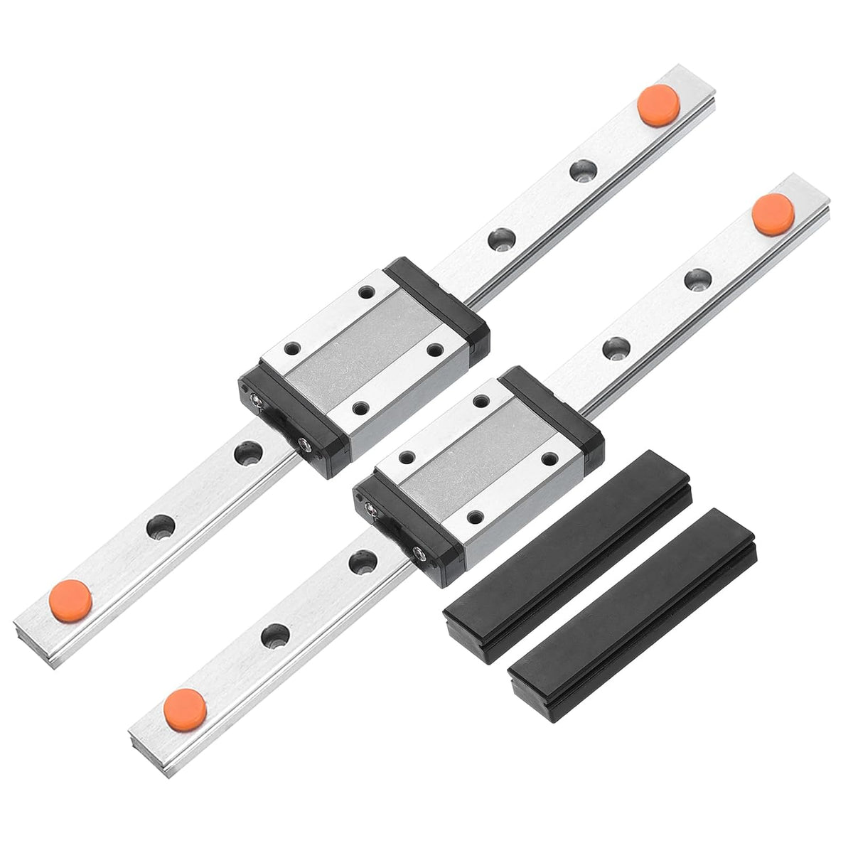 2pcs MGN12 200mm Linear Guide Rail with 2pcs MGN12H Sliding Carriage Block and 2pcs Plastic Mini MGN12 Linear Guide for DIY 3D Printers and CNC Machine, Black