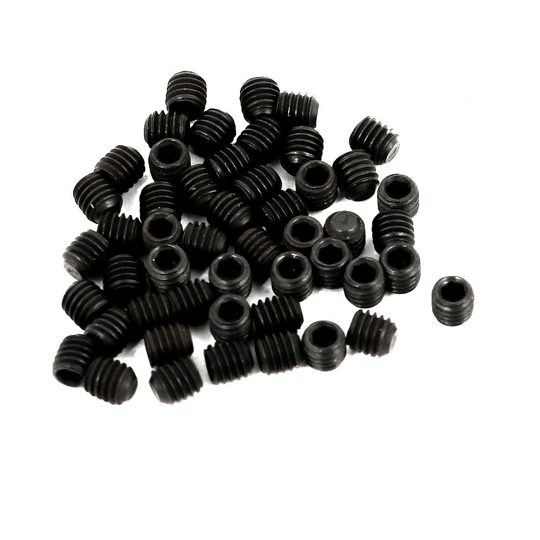 M3x3mm Metric Carbon Steel Hex Socket Set Flat Point Grub Screws Black for Towel Rack Door Knob 50pcs