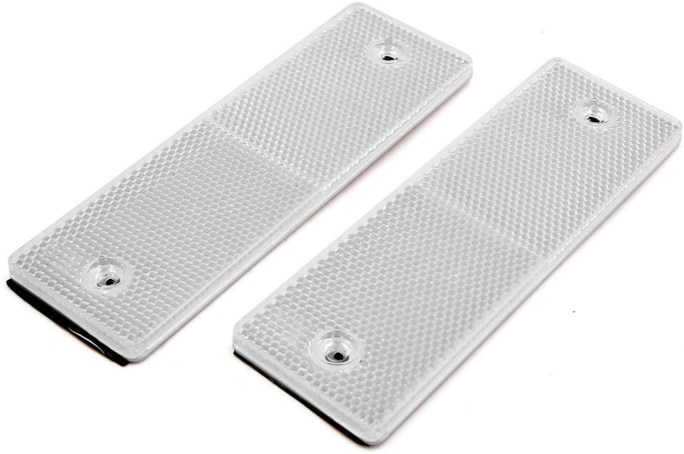 145mm x 45mm Plástico Branco Retrátil Adesivo Retângulo Reboque Carro Refletor 2PCS
