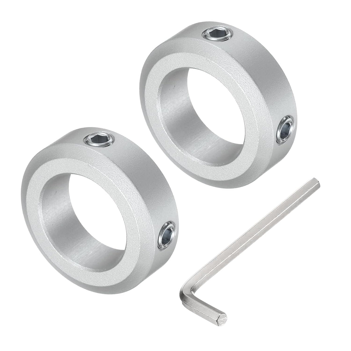 Set Screw Shaft Collar for 20mm Shaft, 2pcs Clamping Collars 32mm OD, 10mm Thickness, Aluminum Alloy Clamp-On Collar with M6 Set Screws and a Wrench