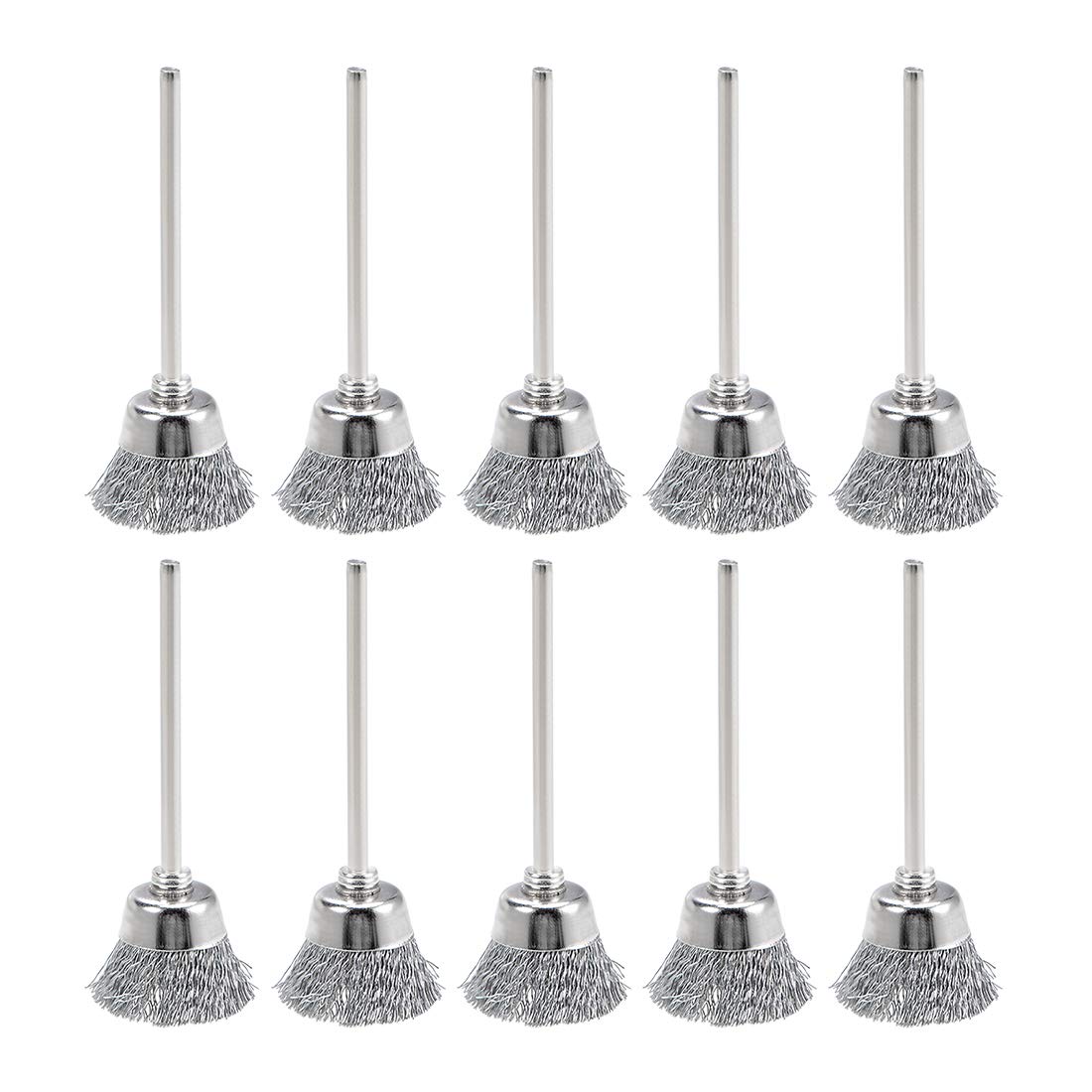 Mini Wire Cup Brush Crimped Steel 20 X 9mm with 2.35mm Shank 10 Pcs