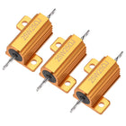 25W 25 Ohm 5% Aluminum Case Resistor Screw Tap Chassis Mounted Wirewound Load Resistors Gold Tone 3 Pcs