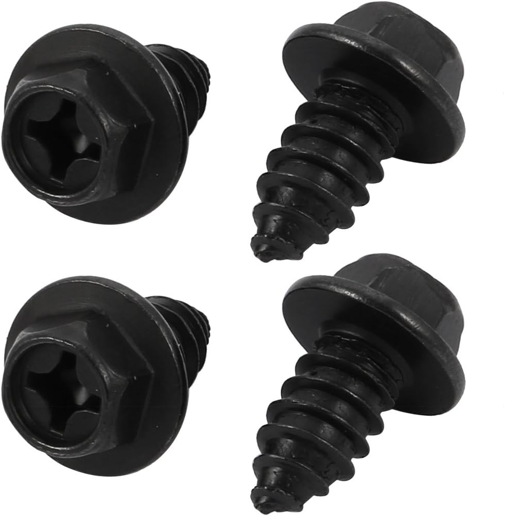 M8x20mm Iron Zinc Plated Self-Tapping Hex Flange Phillips Drive Blot Screw 4pcs