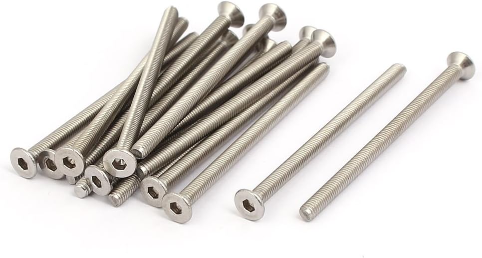 M3x50mm 316 Stainless Steel Flat Head Hex Socket Cap Screws Silver Tone 15pcs