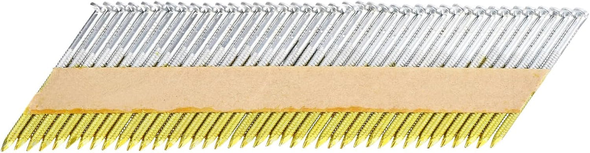 500Pcs 34 Degree 0.113" x 2" Framing Nails, Galvanized Carbon Steel Paper Collated Nails for Furniture/Constructions, Color Zinc