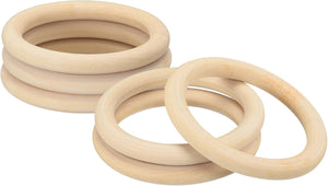 6Pcs 90mm(3.5-inch) Natural Wood Rings, 10mm Thick Smooth Unfinished Wooden Circles for DIY Crafting, Knitting, Macrame, Pendant