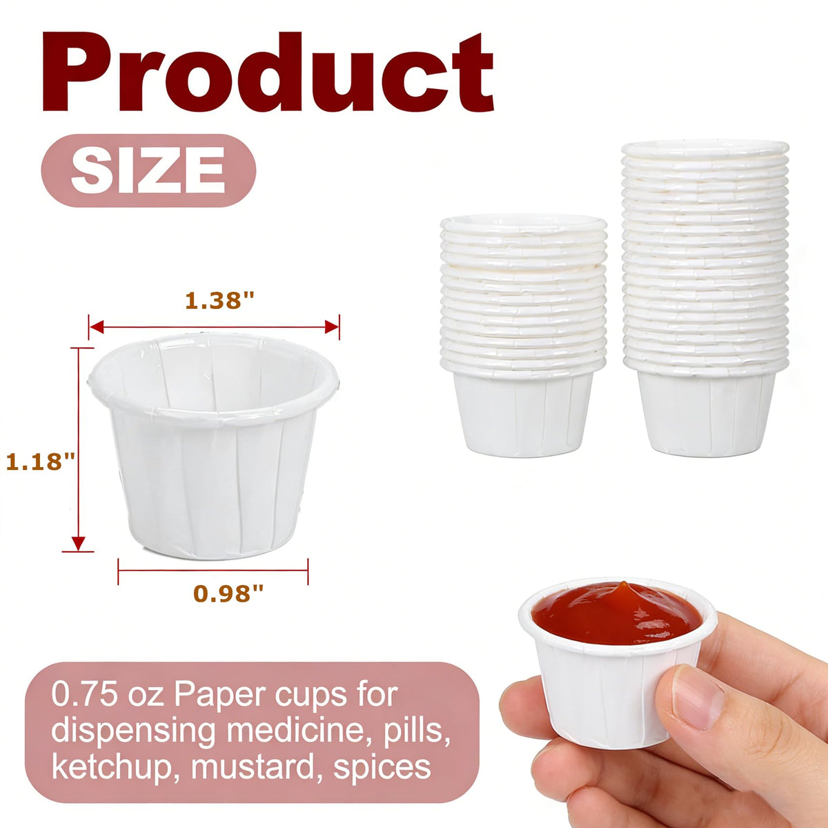 LinkMejor 1000-pakke papirprøvekopper, 0.75oz små mellomstore kopper for smaking