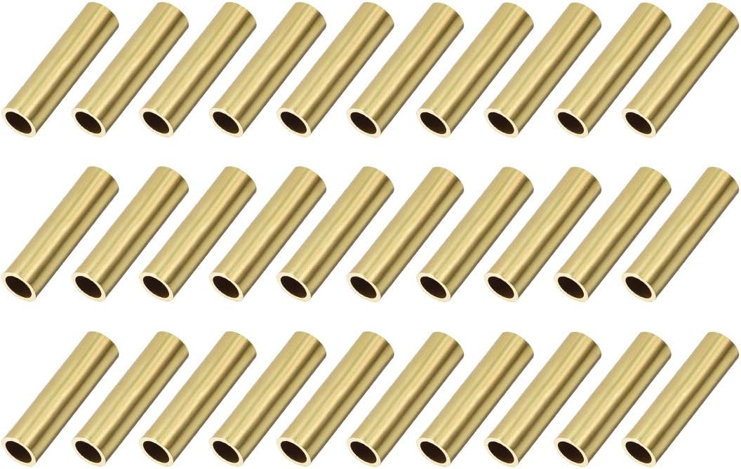 Brass Round Tube, 8mm OD 1mm Wall Thickness 30mm Length Seamless Pipe Tubing for DIY Crafts 30 Pcs