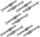 10pcs 304 Stainless Steel M5x60mm Hex Bolts w Nuts and Washers Assortment Kit