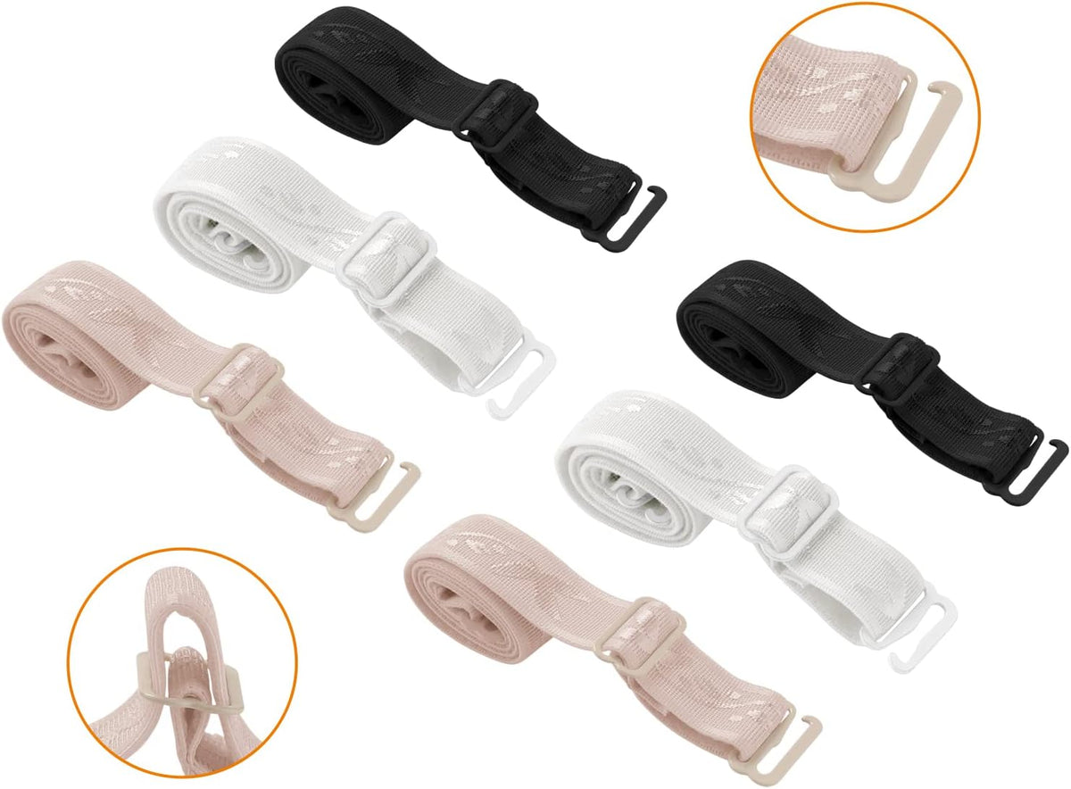 LinkMejor 3 Pair 10/12/15/18/20mm Width Stretchable Shoulder Bra Straps Adjustable Elastic Straps for Women