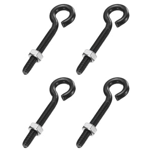 4 Pack Eye Bolts, M6 x 50mm 304 Stainless Steel Threaded Eyebolt Black Eye Hooks with Nut for Hanging or Securing Cables