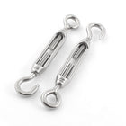 2 PCS Silver Tone Hook Eye Turnbuckle for 1/8 Inch Wire Rope