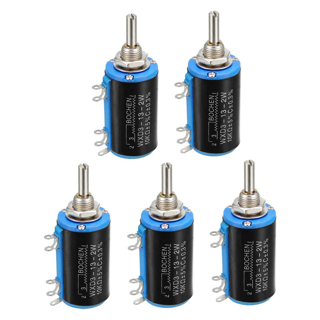 10K Ohm Adjustable Resistors Wire Wound Multi Turn Precision Potentiometer Pots 5pcs