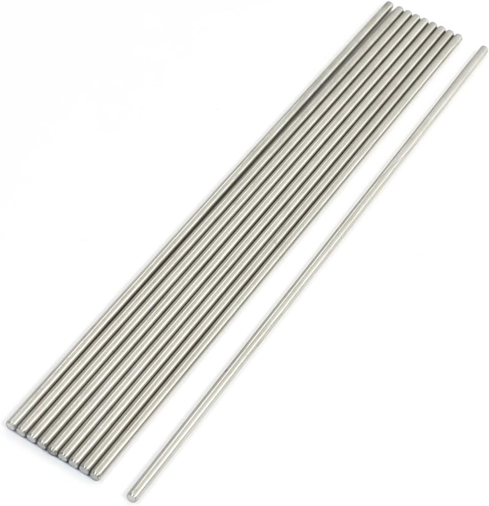 10Pcs Stainless Steel 200mmx3mm Round Rod Stock for RC Airplane Model
