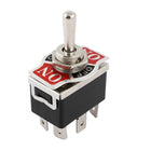Vehicle Black 6 Pin 3 Position Momentary On/Always Off/Momentary On DPDT Toggle Switch 125V 15A