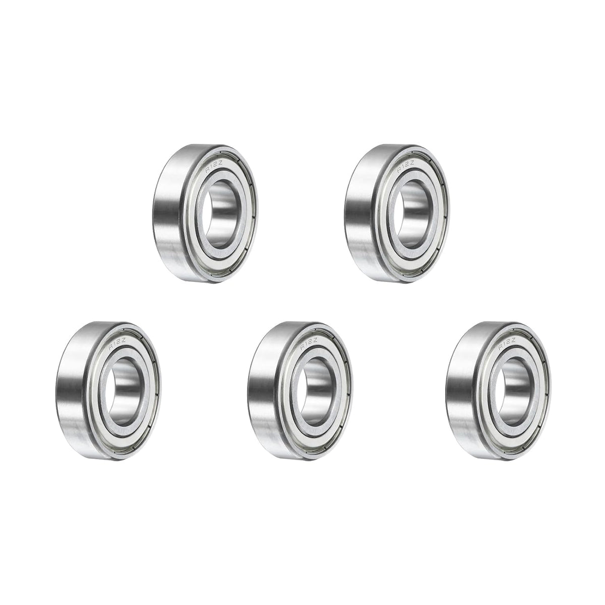 5pcs R12ZZ Deep Groove Ball Bearings 3/4" ID x 1-5/8" OD x 7/16" Height P5 Miniature Bearings Double Metal Shielded Chrome Steel Z3 Bearing for Engineering Machinery, Silver Tone