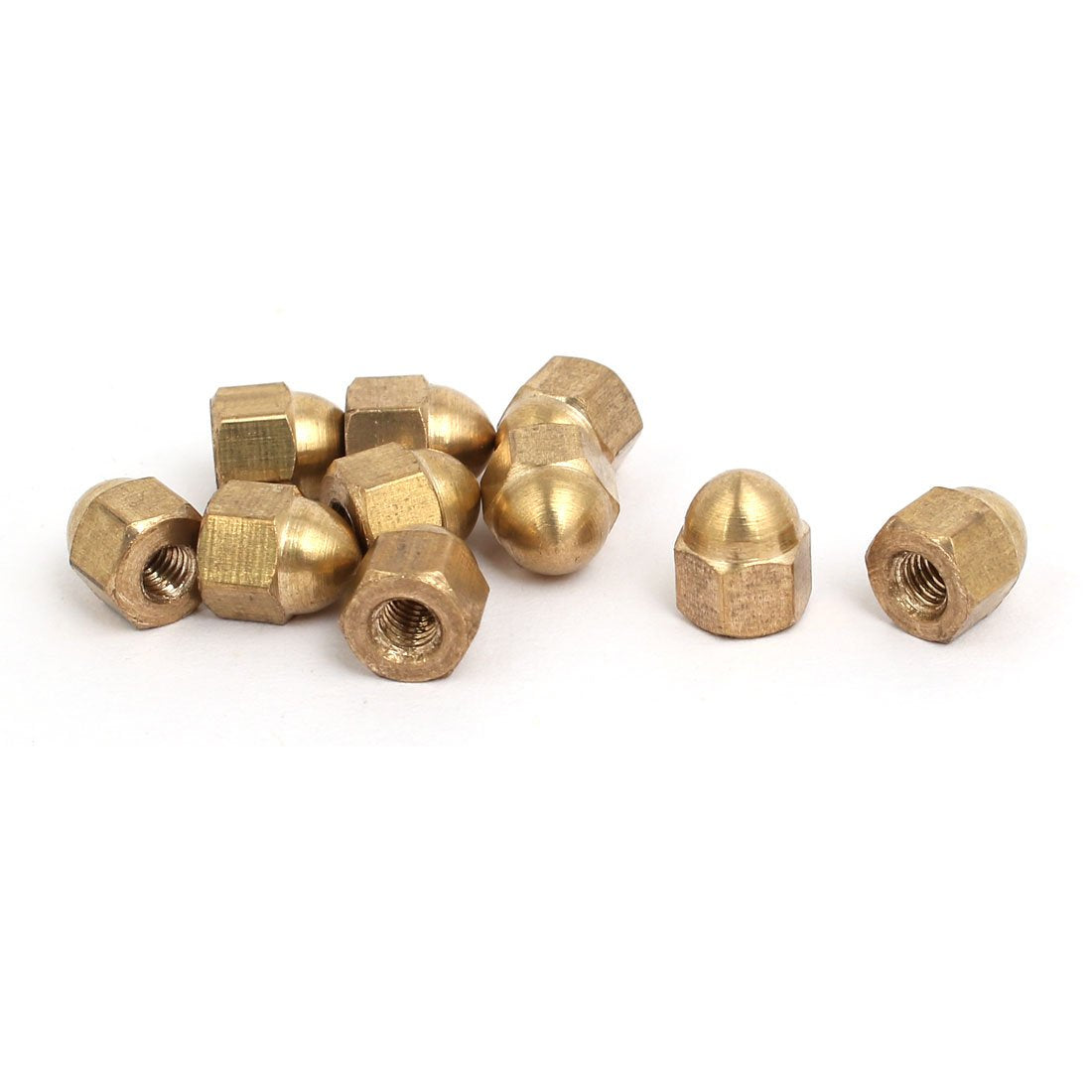 10pcs M3 Female Thread Nut DIN1587 Dome Cap Head Hex Brass Tone