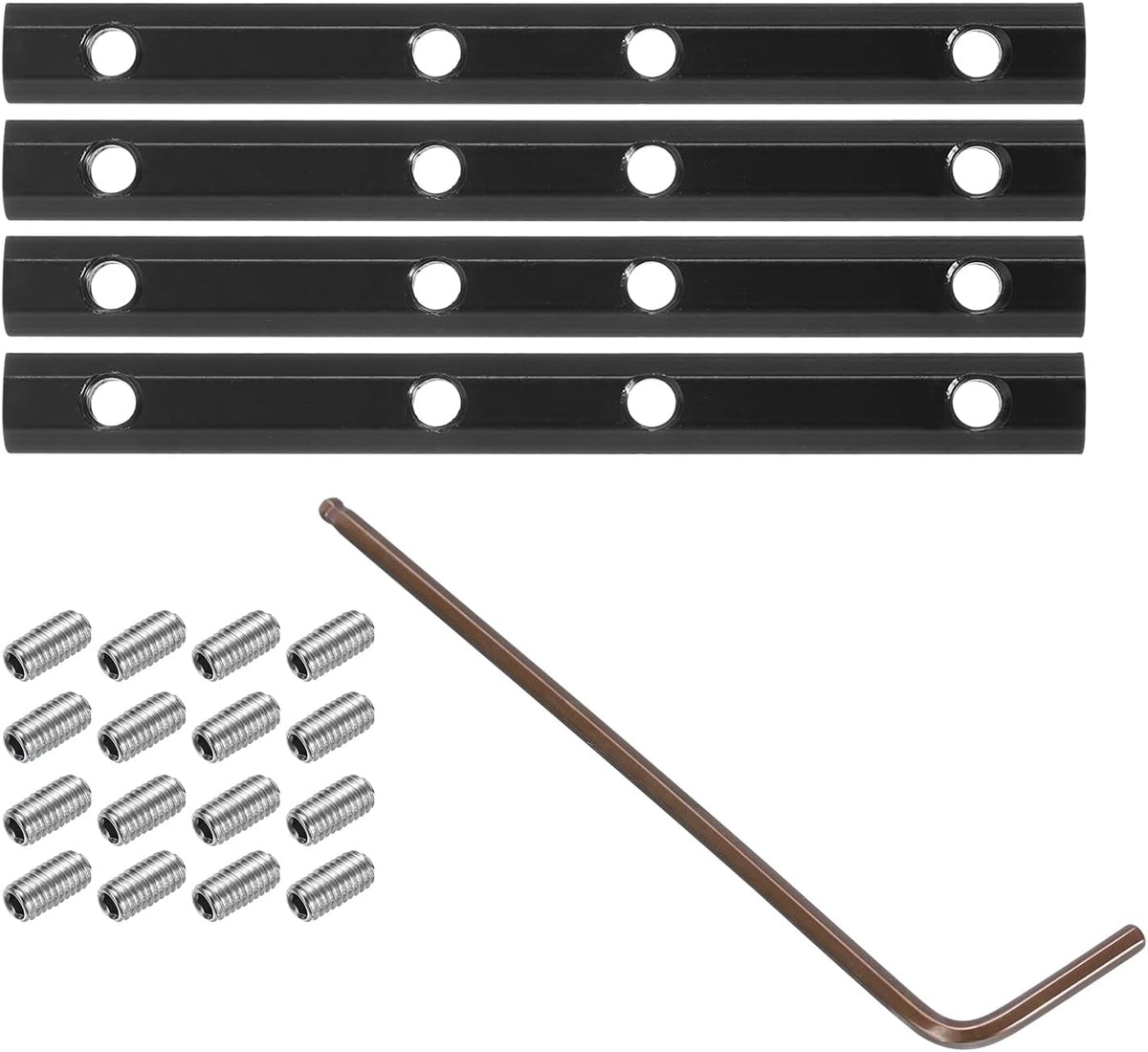 4pcs 20 Series Straight Line Connector 4 Inch with M6 Mounting Screws and Wrench Corner Bracket for T/V Slot 2020 Series Carbon Steel Extrusion Profile, Black