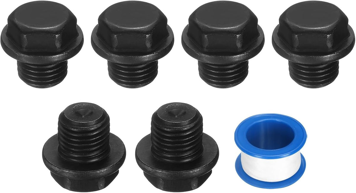 6Pcs M14x1.5 Outer Hex Head Male Thread Socket Pipe Fitting Plugs, Carbon Steel Flange Engine Oil Drain Plug Fitting for Terminate Pipe Ends