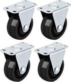 Caster Wheels 1.5" Rubber with Top Plate 44LBS Capacity for Furniture Carts Workbench, Black, Pack of 4