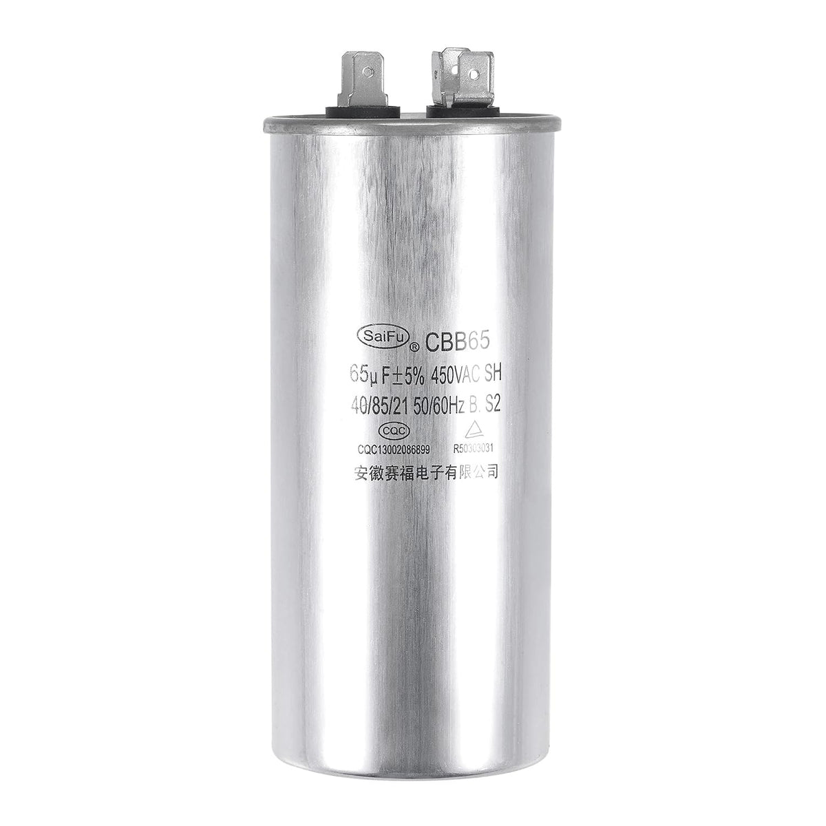 Run Capacitor Round CBB65 65uF 65mfd 450V AC 40/85/21 Aluminum Case with Terminal for Air Conditioner Compressor Motor Heat Pump Condenser